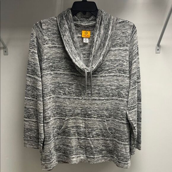 Ruby Rd. Sparkle Gray White Multi Cowl Neck Sweater - Picture 1 of 4